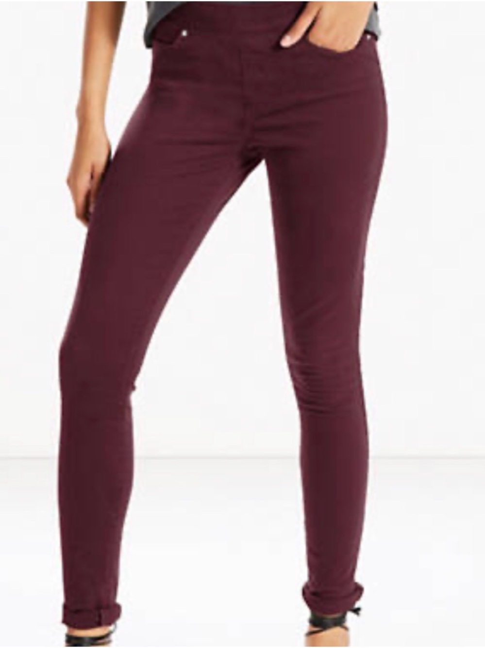1822 Denim Wine-Colored Slim Stretch Jeans - Picture 4 of 10